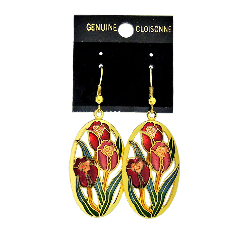 景泰藍琺瑯夾式耳環 | 客製化琺瑯飾品